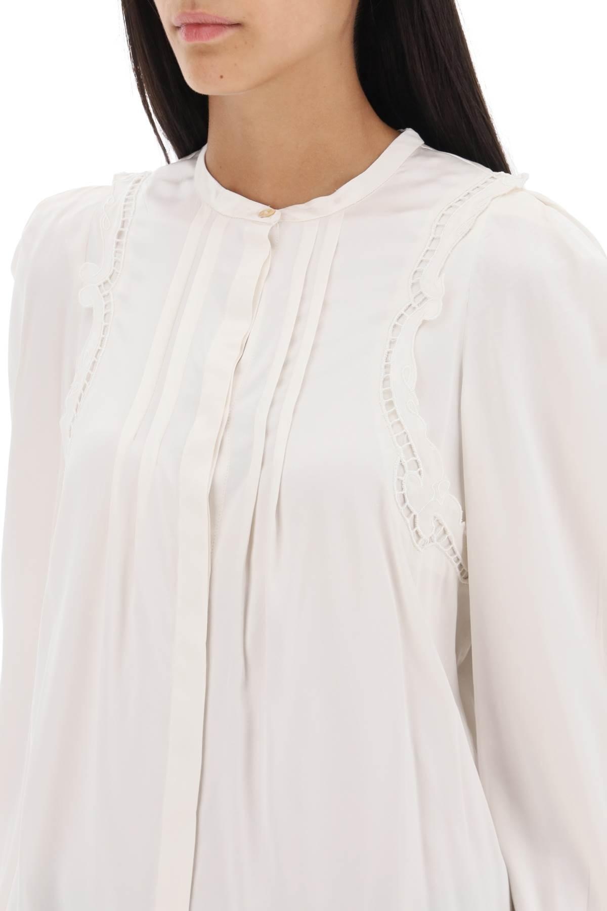 'Joanea' satin blouse with cutwork embroideries - 5