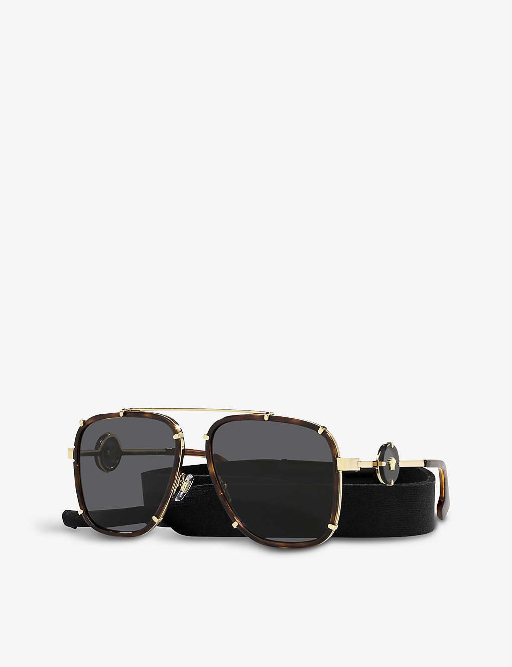 VE2233 logo-engraved tortoiseshell-print aviator sunglasses - 3