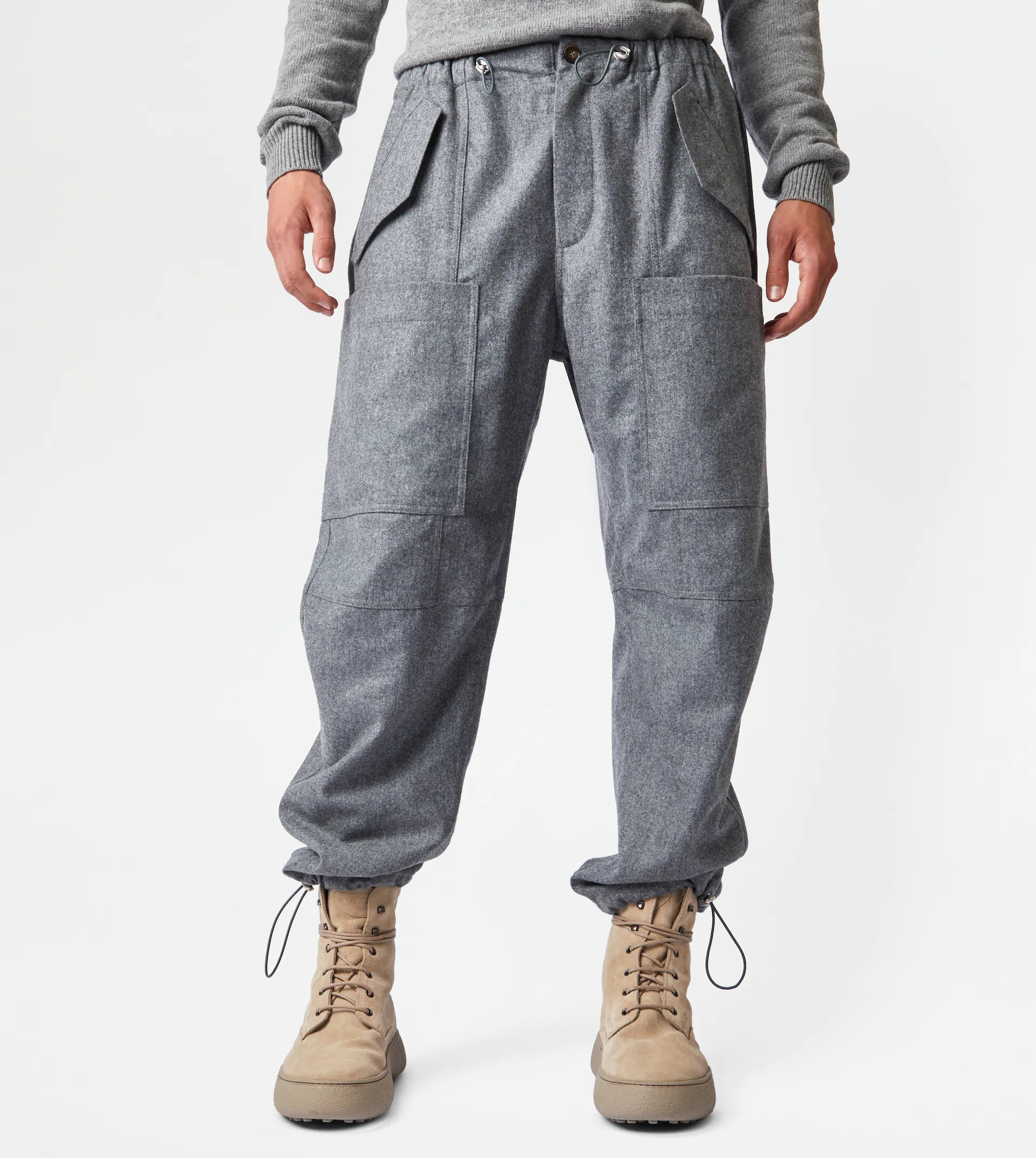 TOD'S BAGGY TROUSERS IN WOOL - GREY - 7
