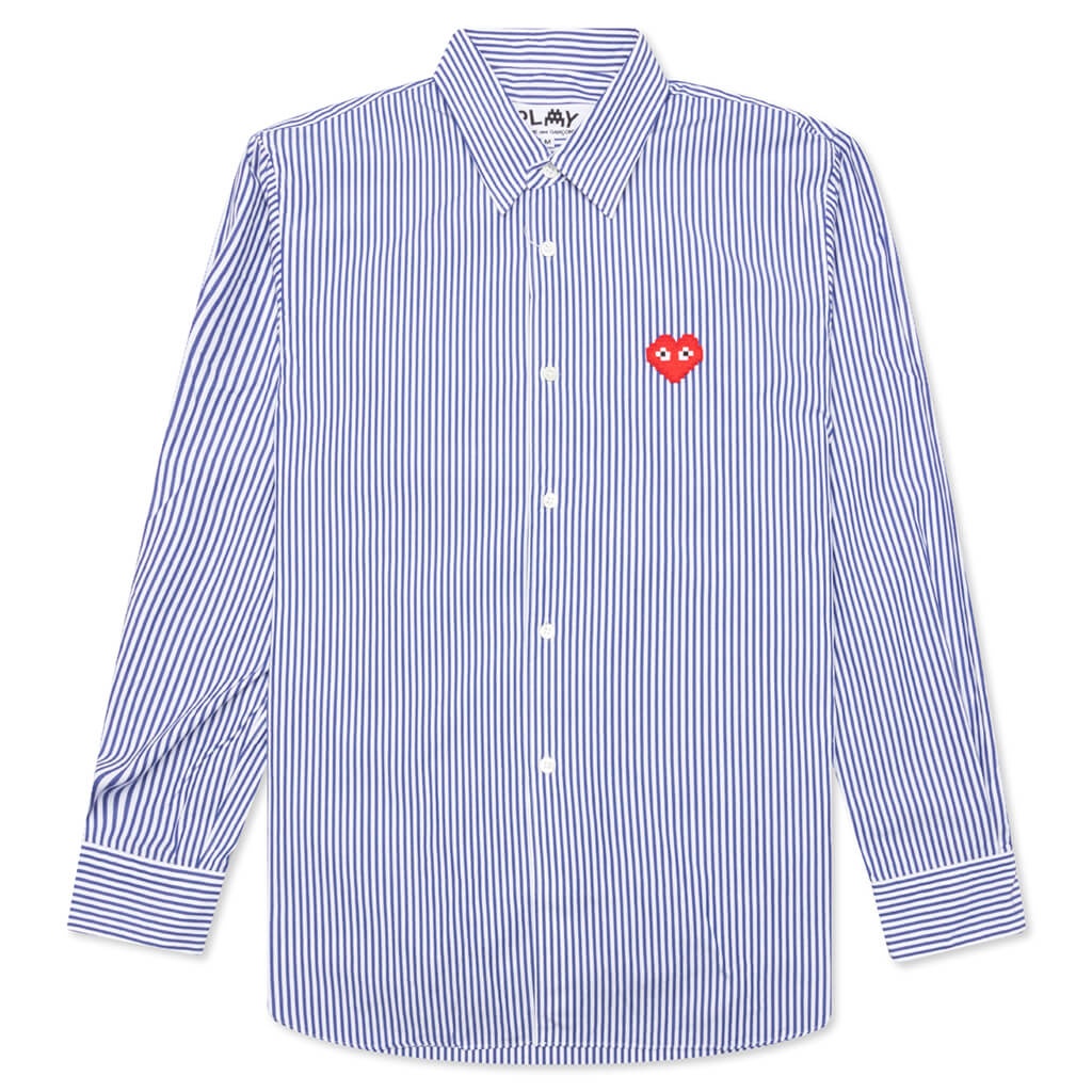 COMME DES GARCONS PLAY X THE ARTIST INVADER BROAD STRIPED SHIRT - STRIPE A - 1