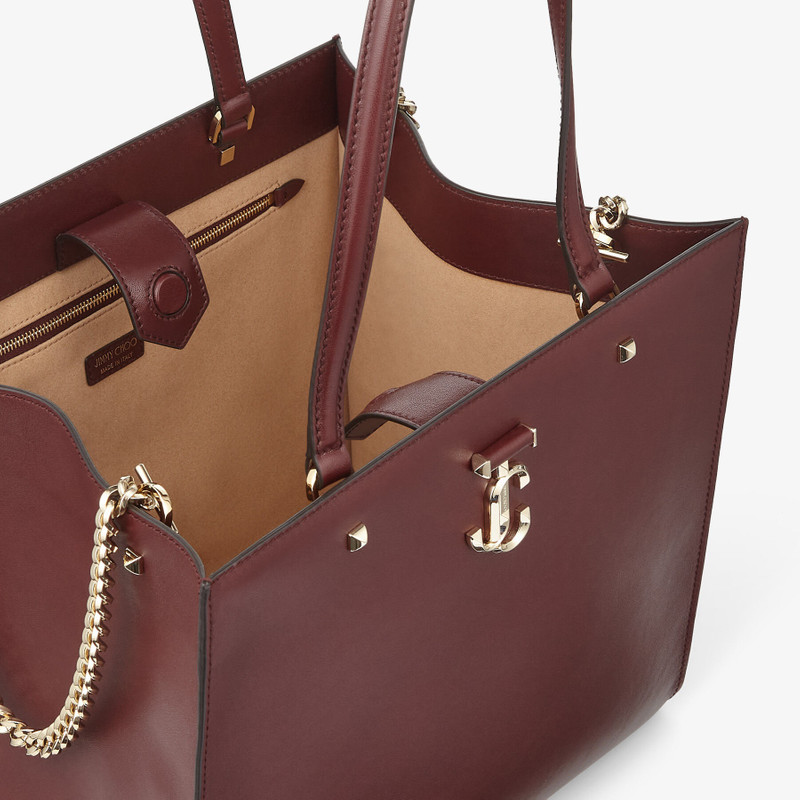 Varenne Tote Bag
Burgundy Fine Shiny Calf Leather Logo Tote Bag with Light Gold JC Emblem 3