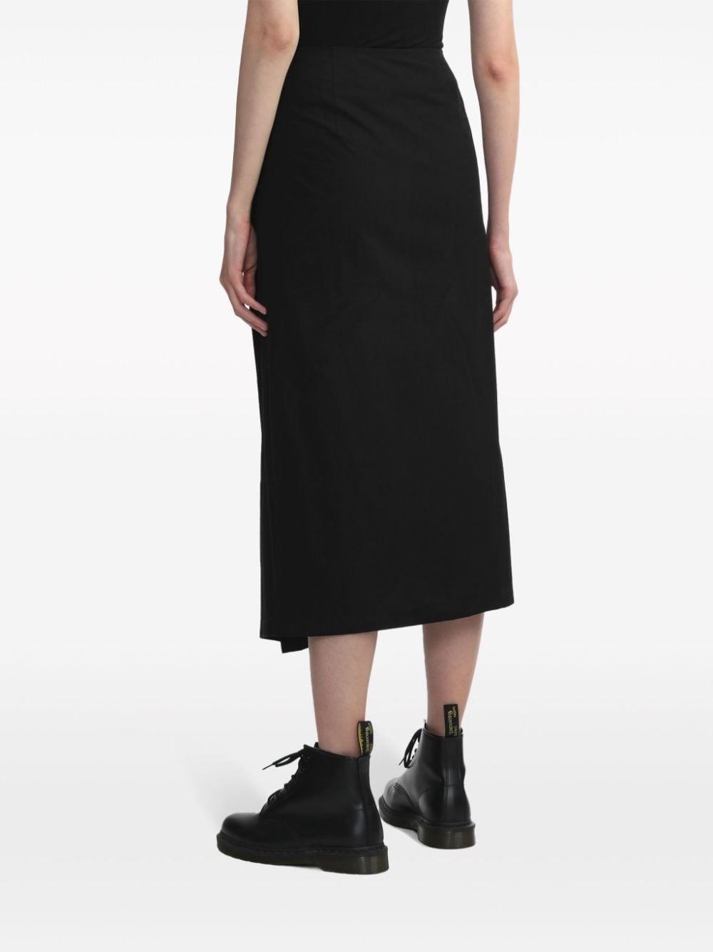 asymmetric poplin midi skirt - 4