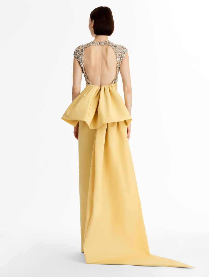 PORCELAIN FLOWER EMBROIDERED SHORT-SLEEVE GOWN 3