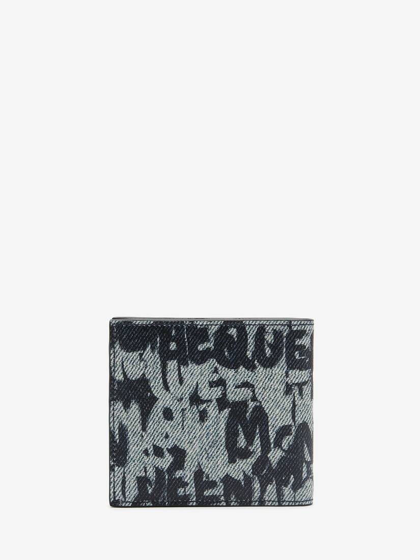 Men's McQueen Graffiti Billfold Wallet in Blue - 3