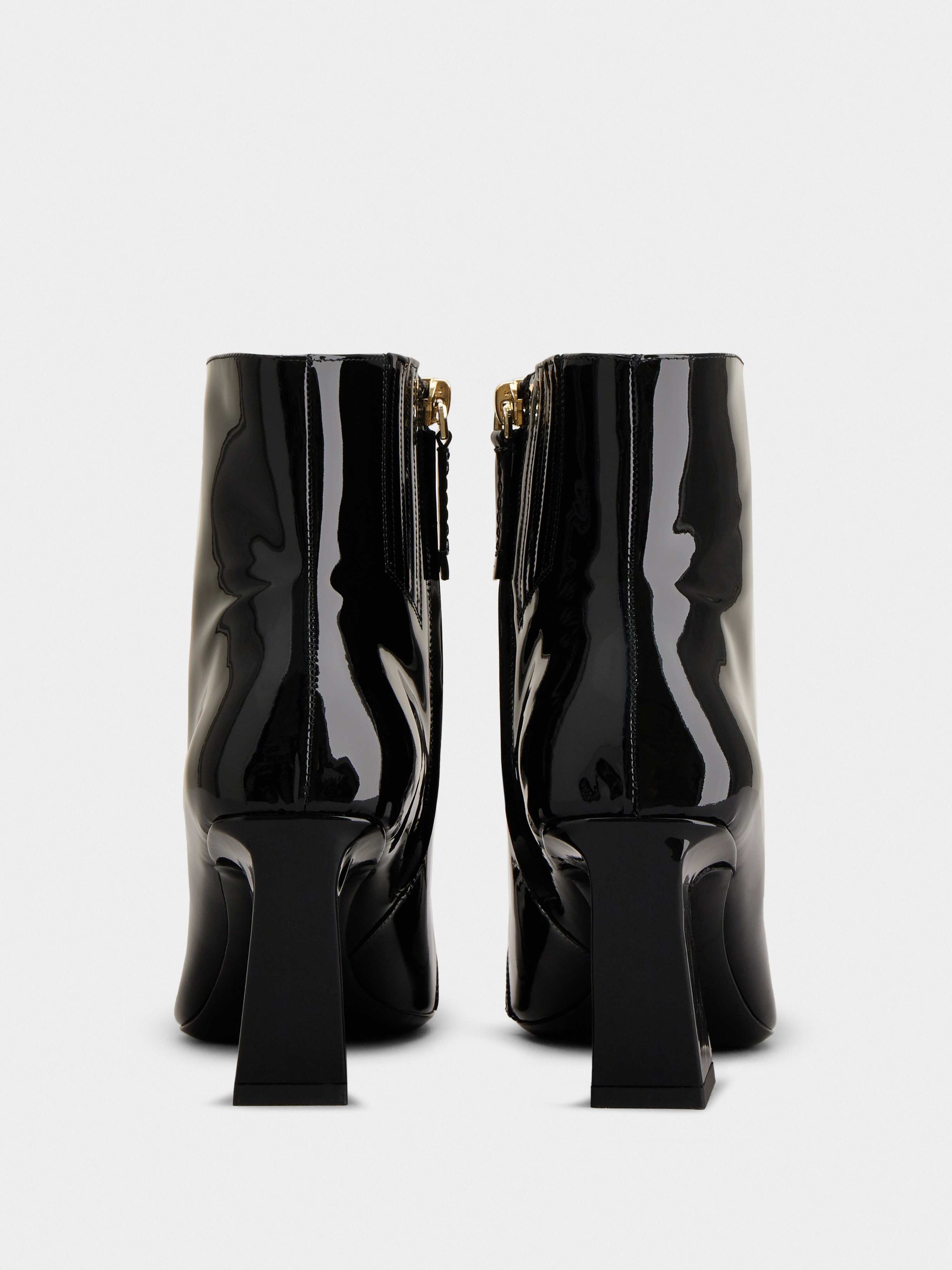 Viv' Square Metal Buckle Ankle Boots in Patent Leather - 5