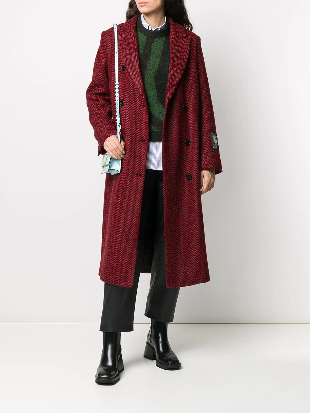 double-breasted mid-length coat - 2