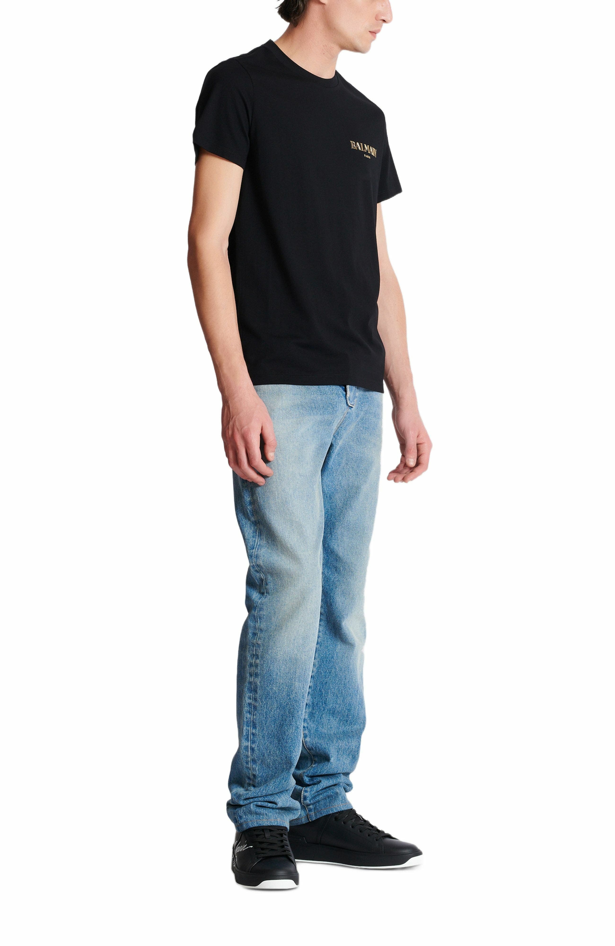 T-shirt with vintage gel Balmain logo in Black at Nordstrom - 3