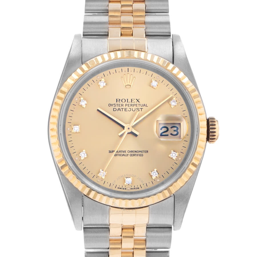 Pre-owned Rolex Datejust 36 Automatic Chronometer Diamond Champagne Dial Men's Watch 16233 CDJ - 1