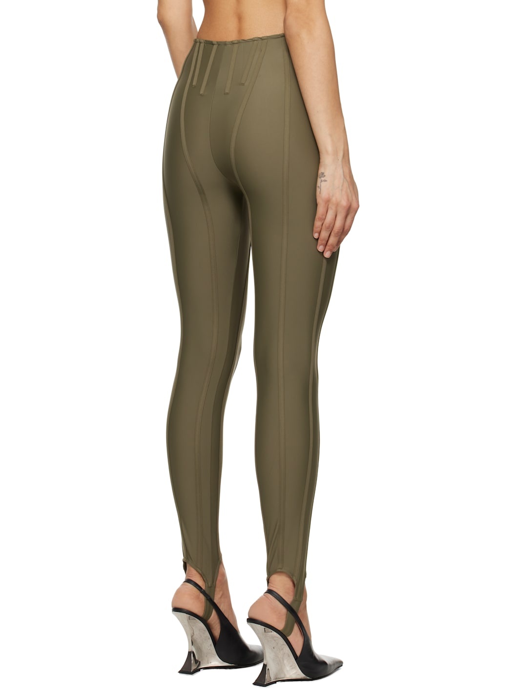 Khaki Corseted Leggings - 3