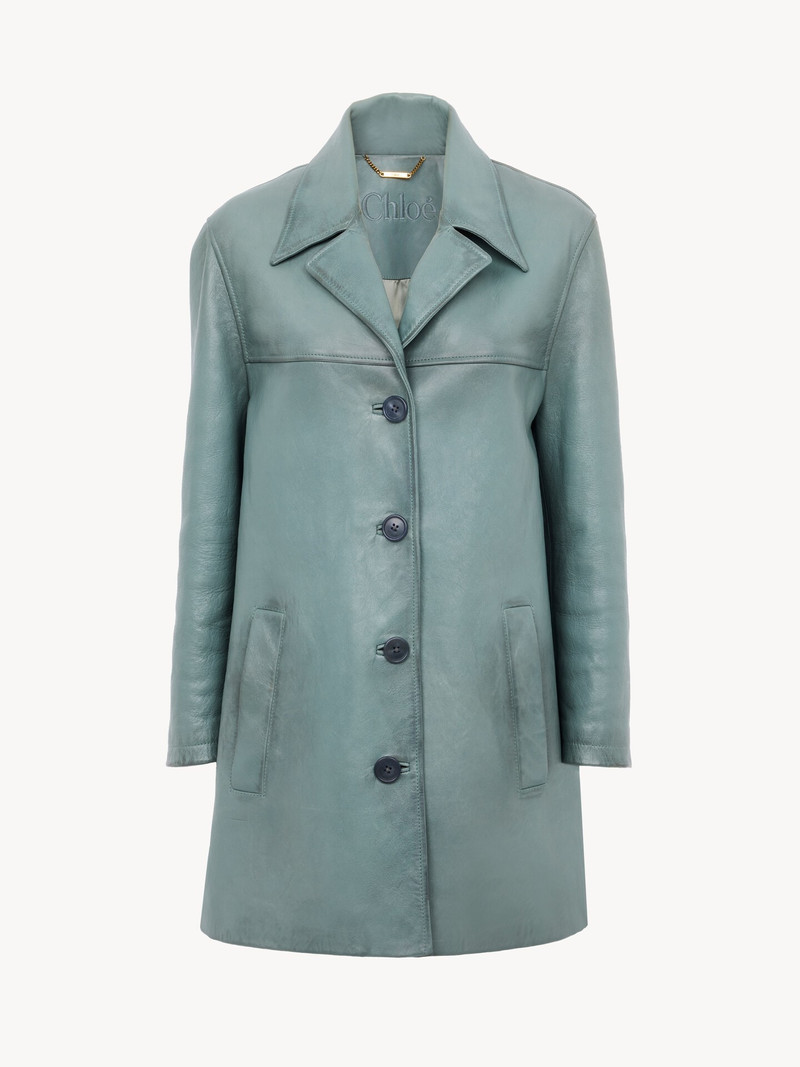 SINGLE-BREASTED LONG JACKET IN LEATHER 1