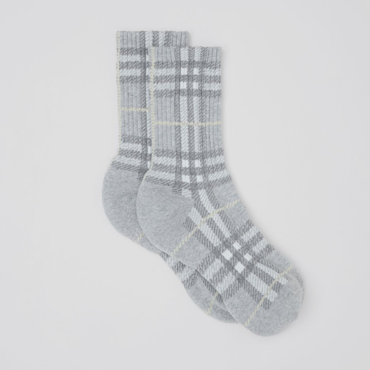 Check Intarsia Technical Stretch Cotton Socks - 5