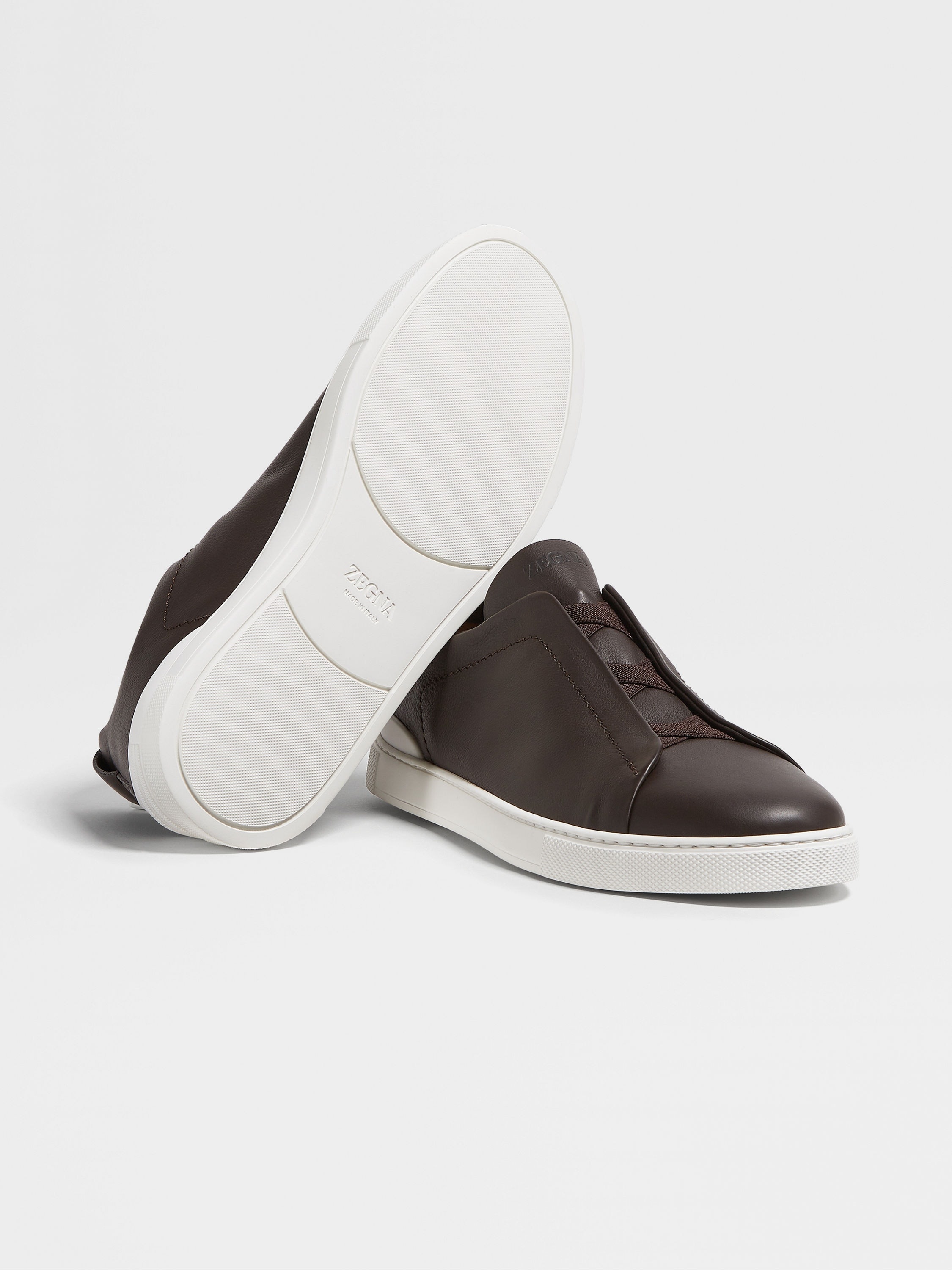 BROWN TRIPLE STITCH™ SECONDSKIN SNEAKERS - 5
