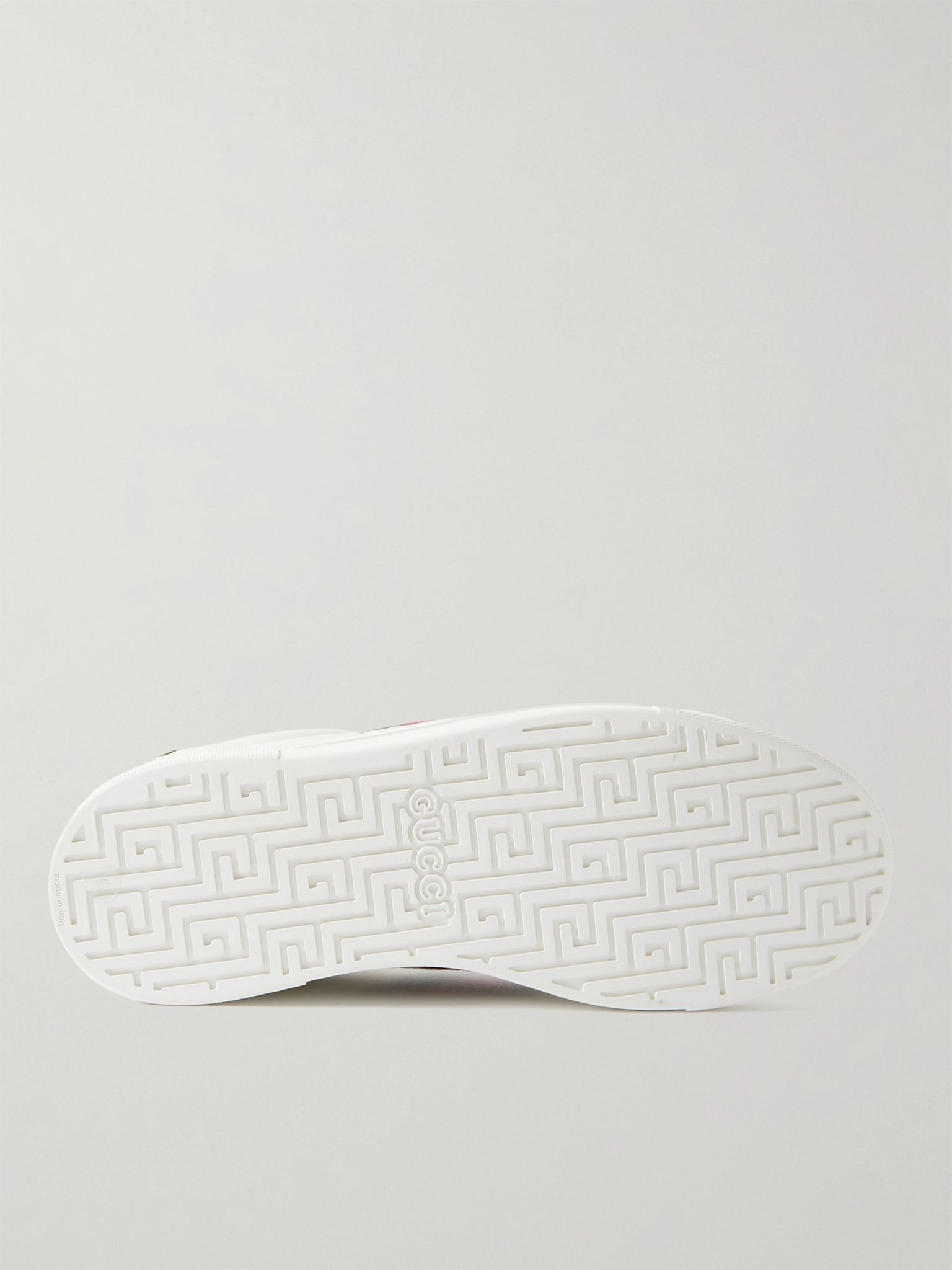 Ace Webbing-Trimmed Leather Sneakers White - 3