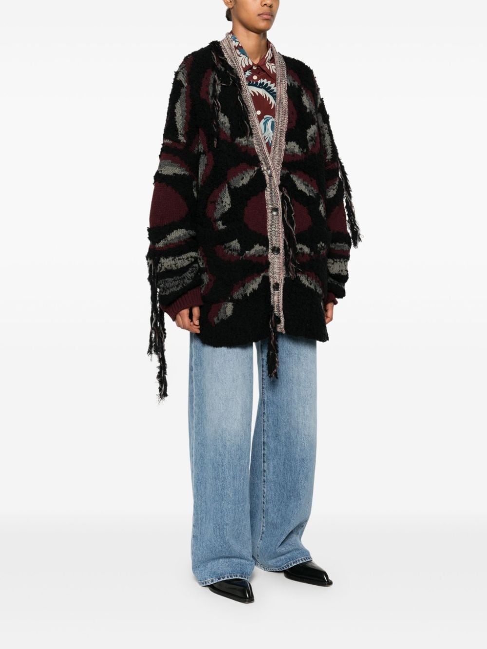 distressed-effect cardigan - 3