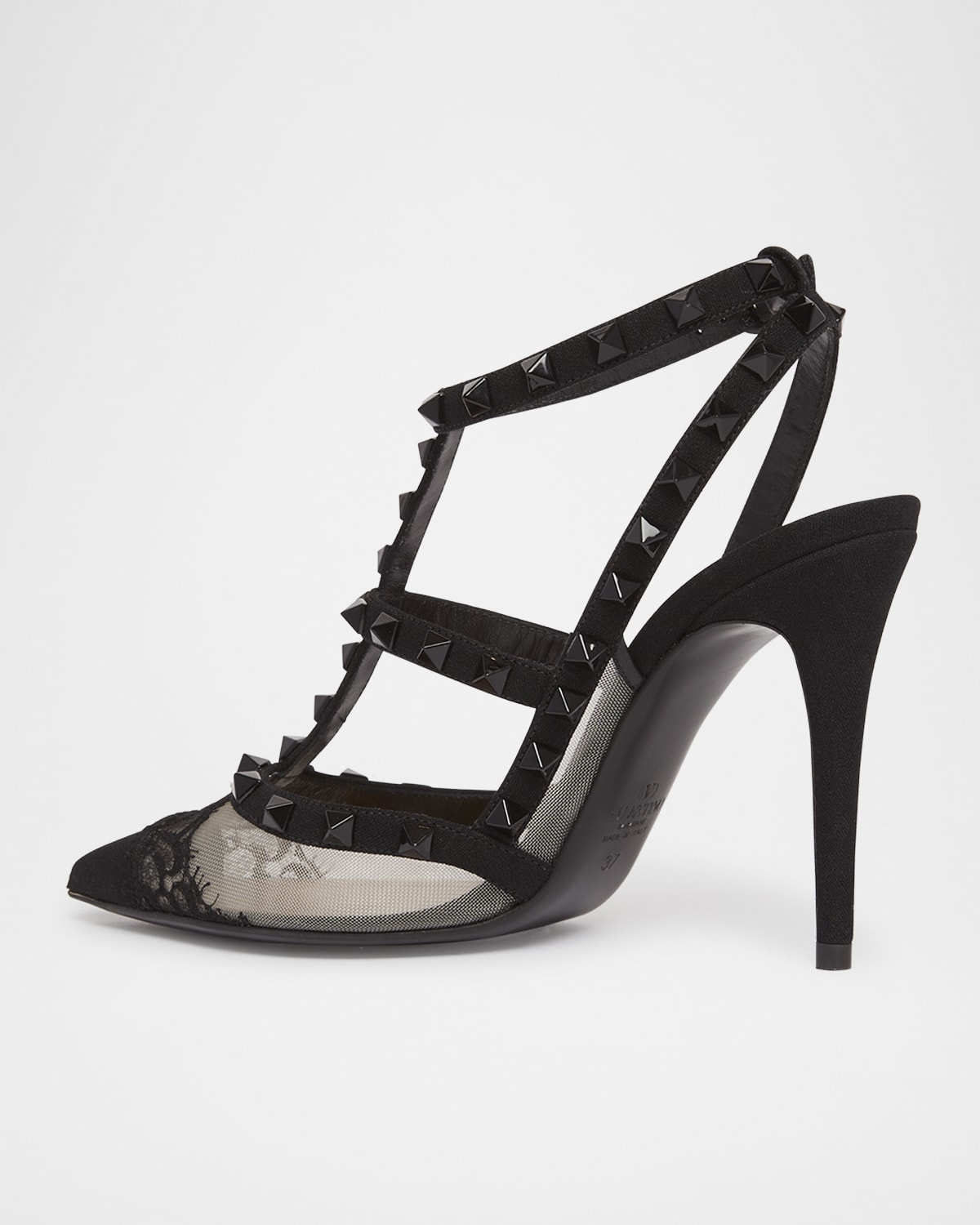 Rockstud Lace T-Strap Pumps - 4