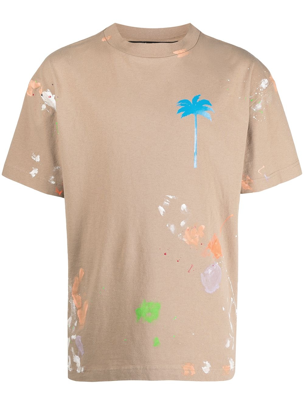 palm-print paint-splatter T-shirt - 1