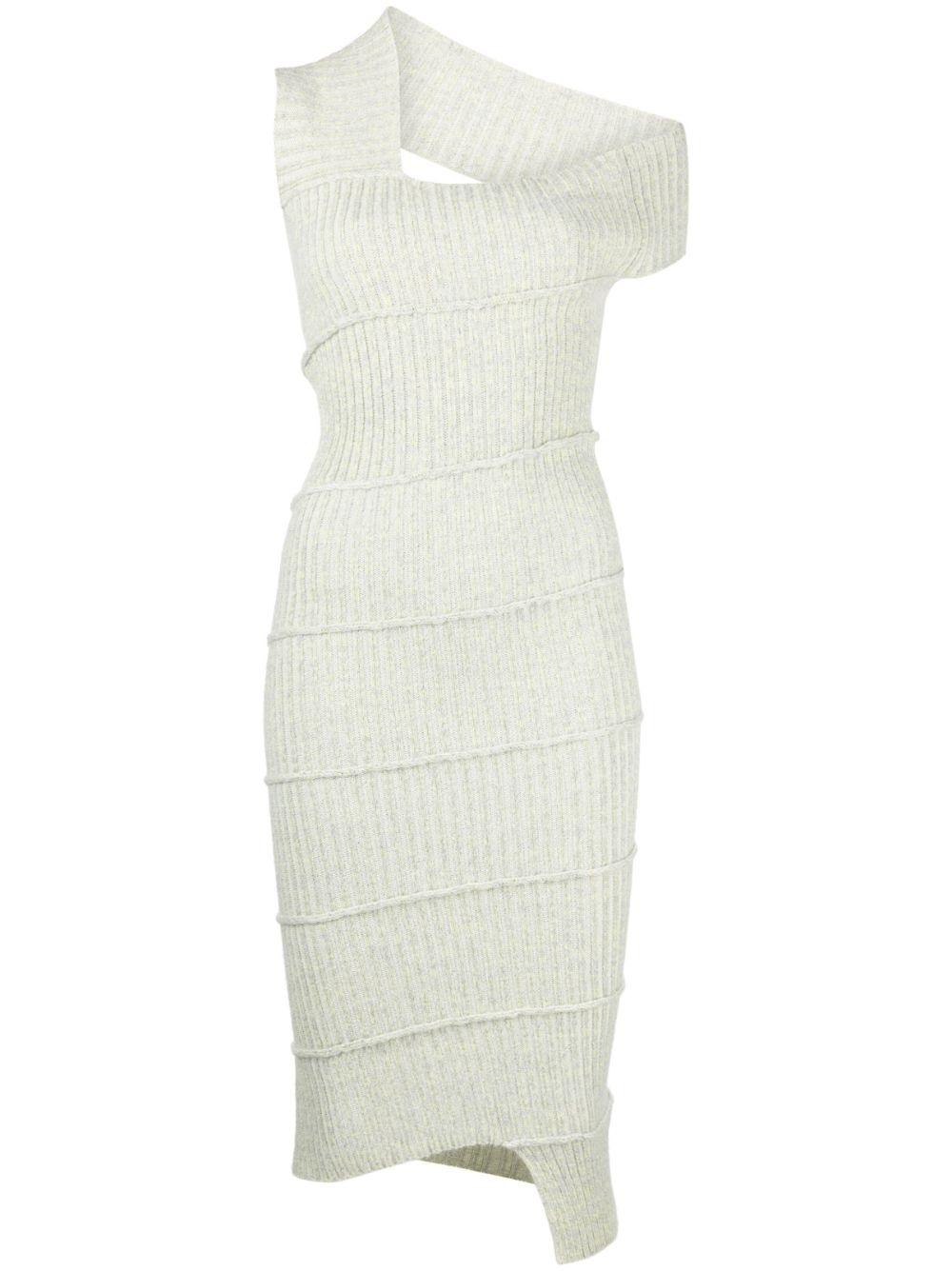 asymmetric knitted midi dress - 1