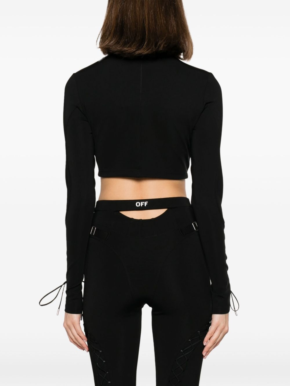 lace-up logo crop top - 4