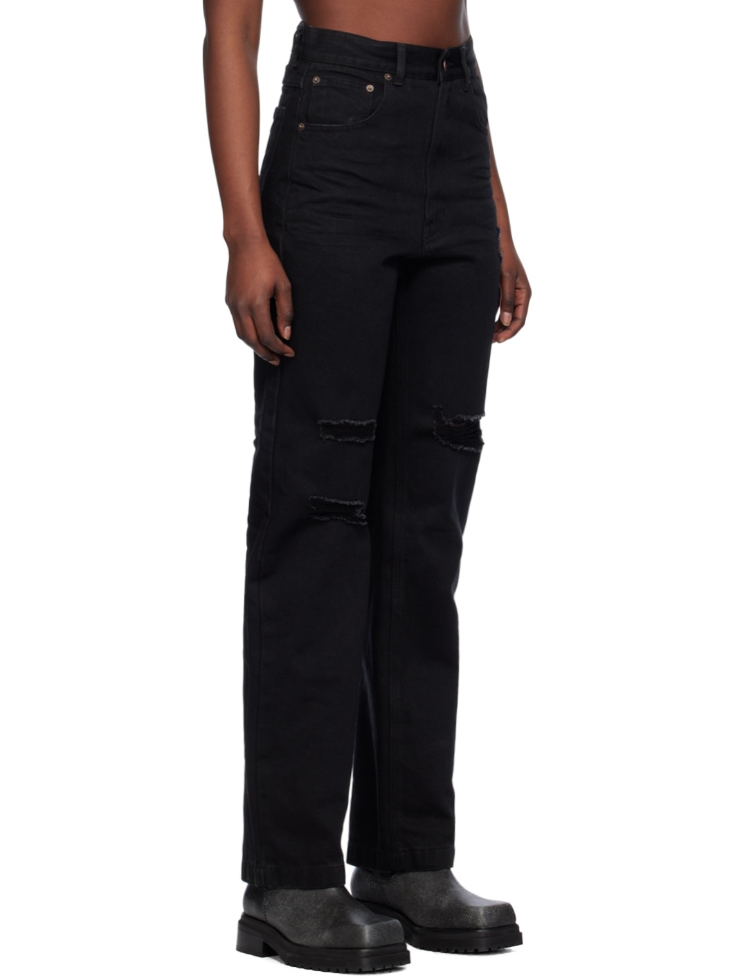 Black Distressed Jeans - 2