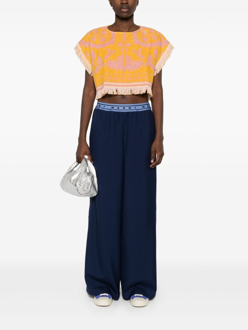 Marni logo-band wool trousers outlook