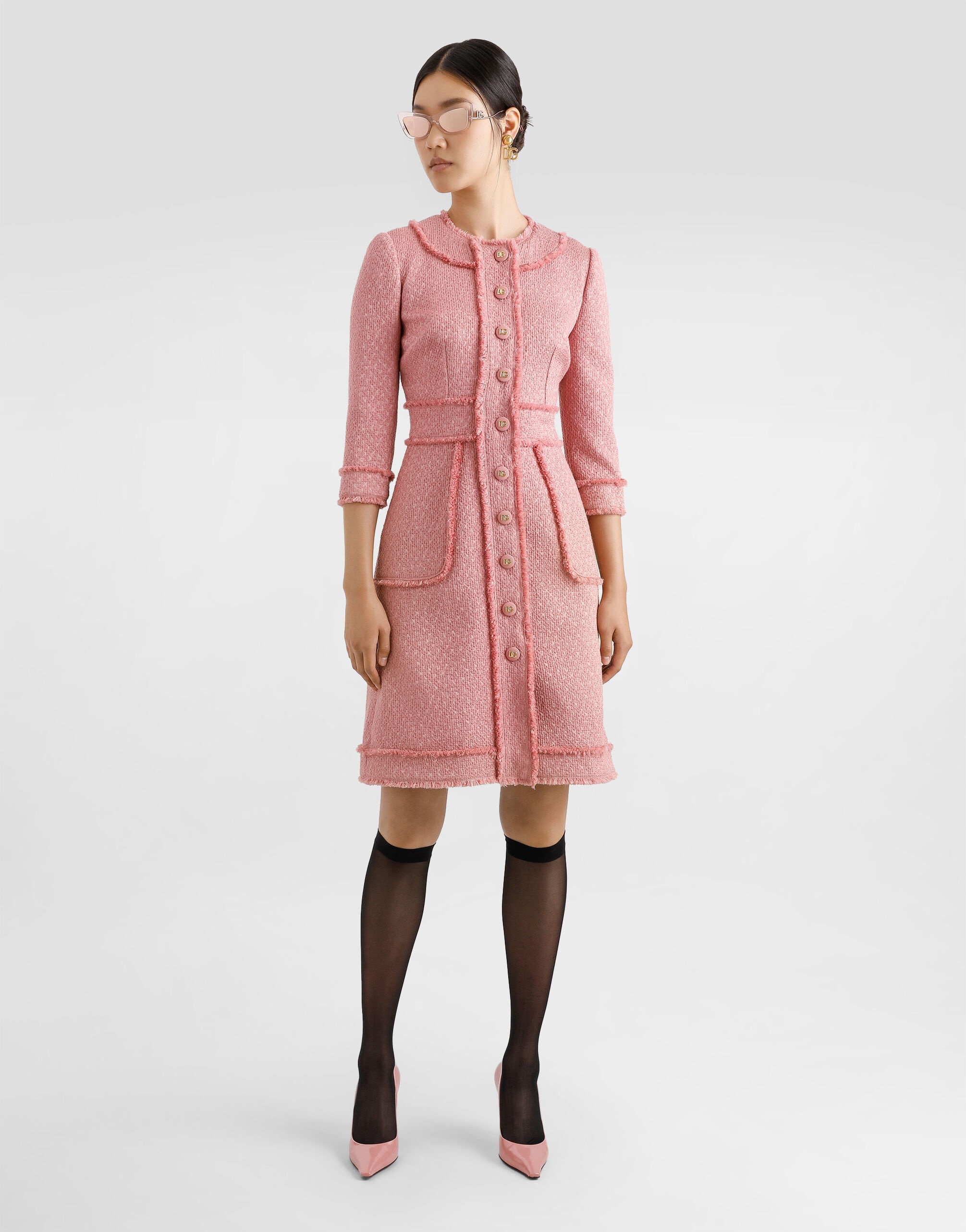 Raschel tweed A-line shirt dress - 2