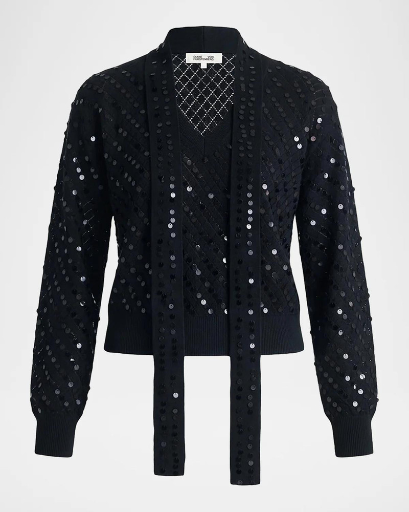 Tristan Sequin Pointelle Knit Sweater 1