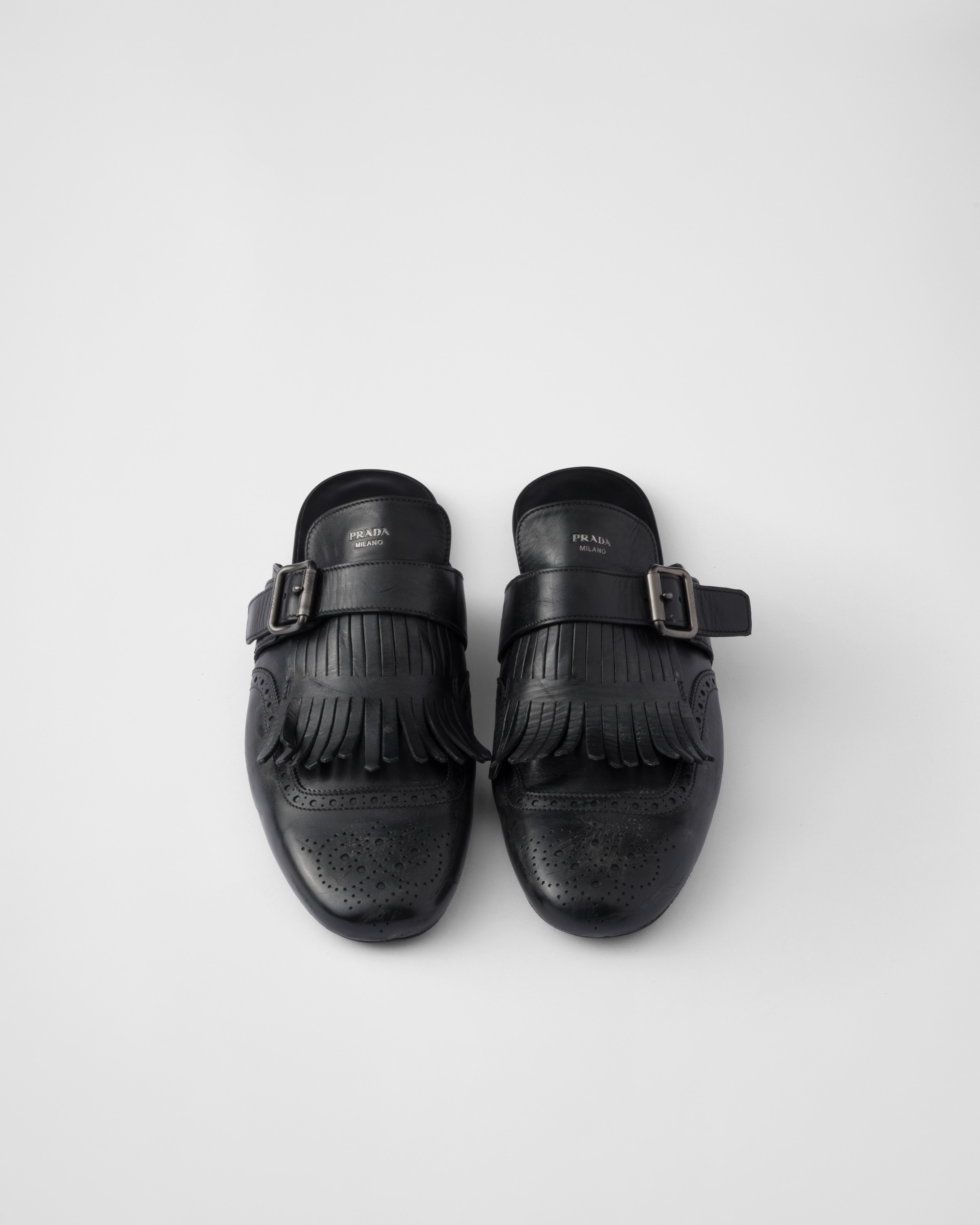 Fringed monk strap leather mules - 3