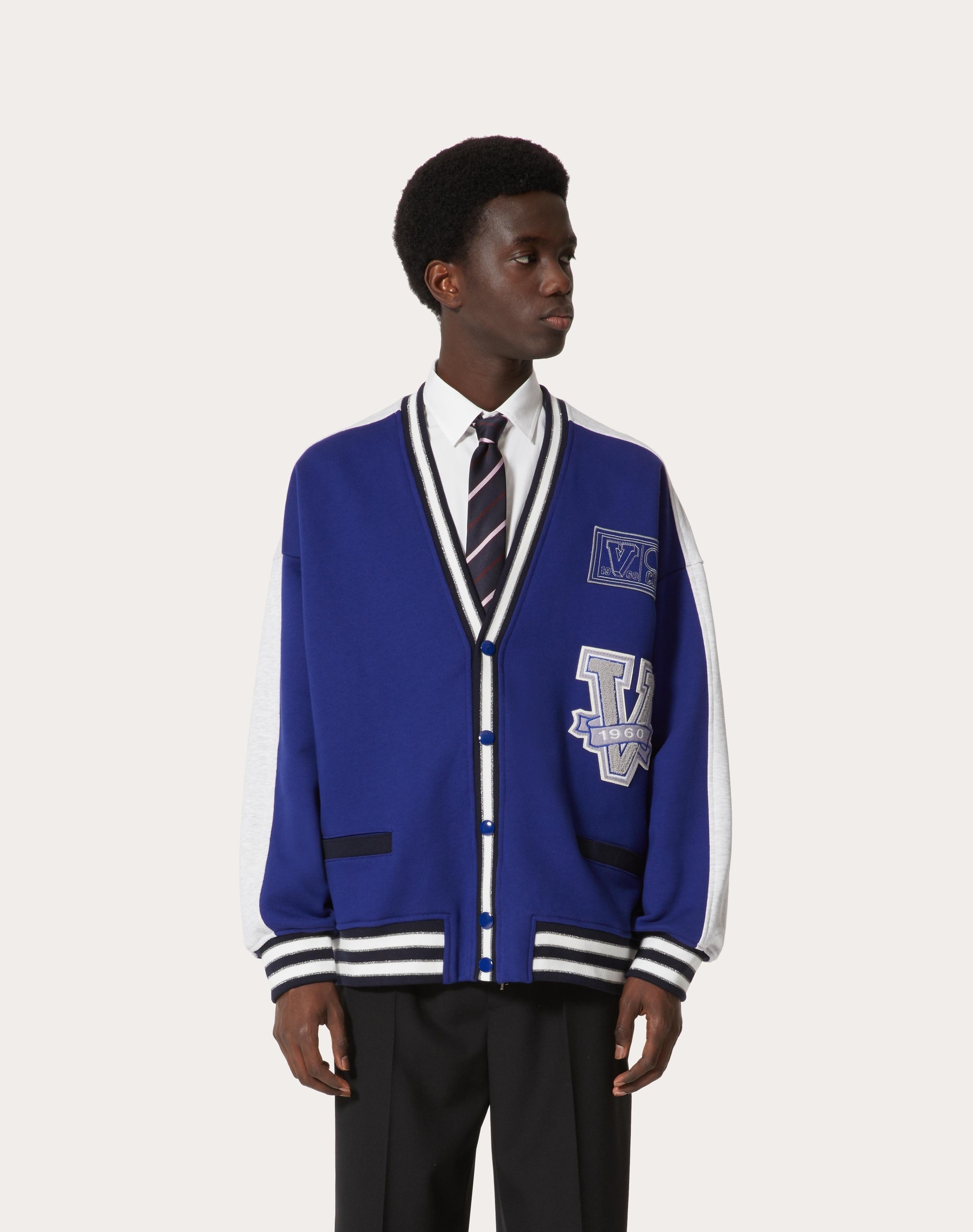 COTTON CARDIGAN WITH VALENTINO AND V CREW PATCHES - 3