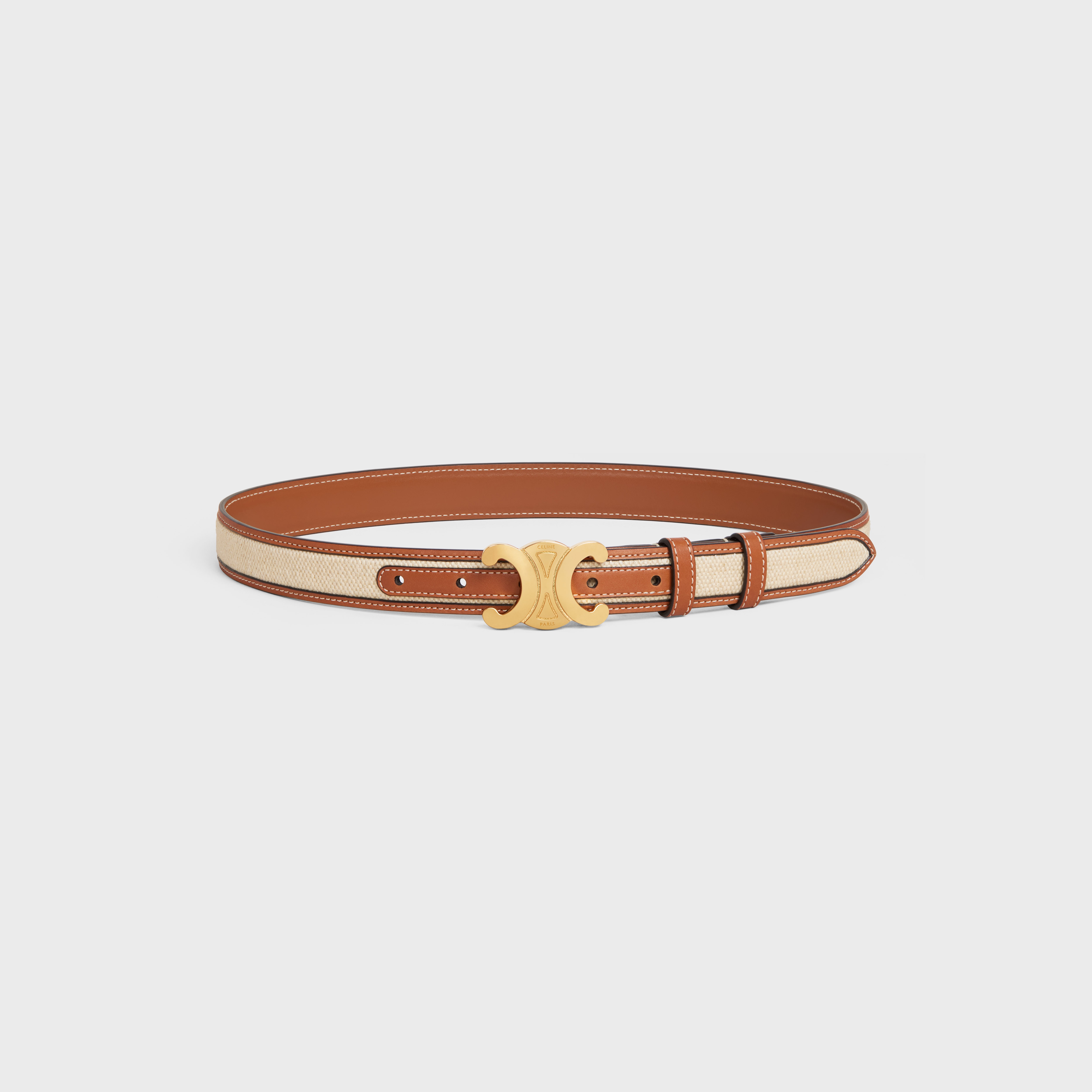 MEDIUM TRIOMPHE BELT in TEXTILE AND CALFSKIN - 3