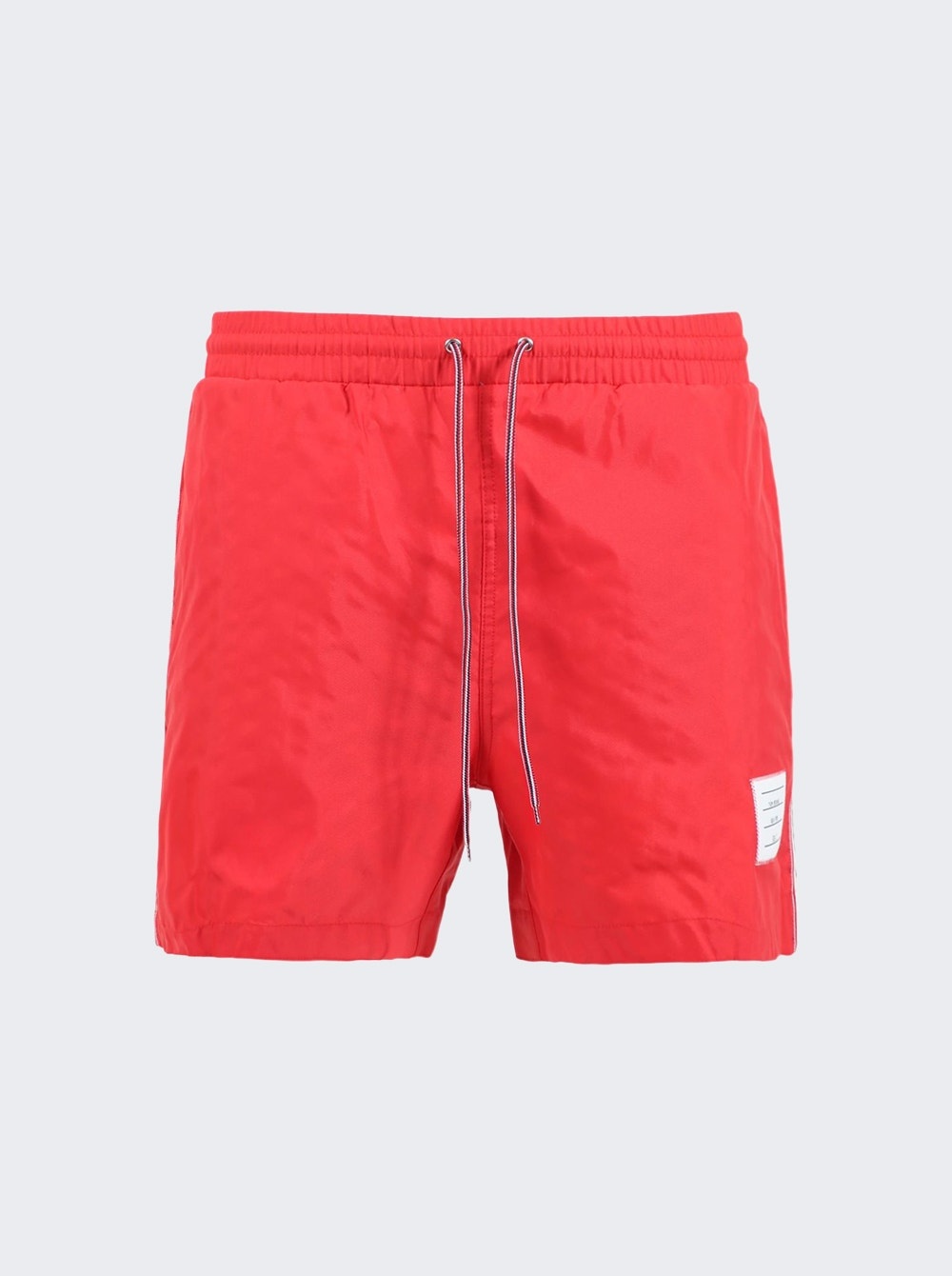 Drawcord Waist Solid Swim Trunks Red - 1