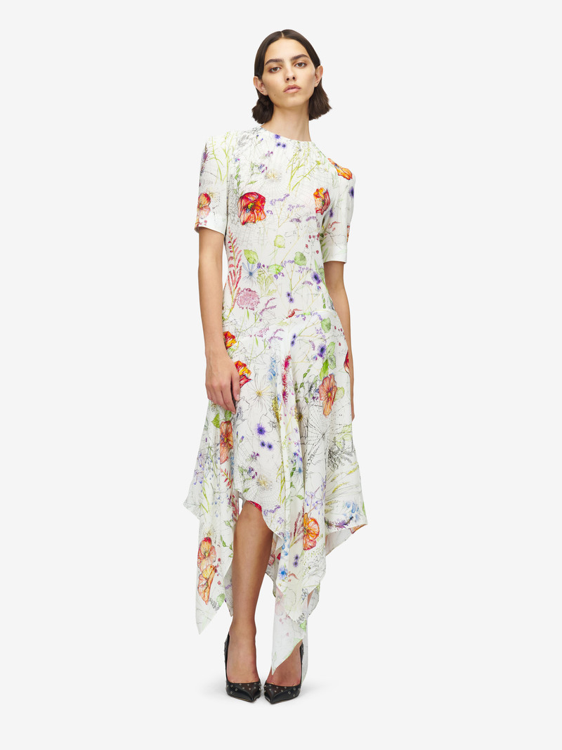 Alexander McQueen Meadow Floral Asymmetric Dress outlook