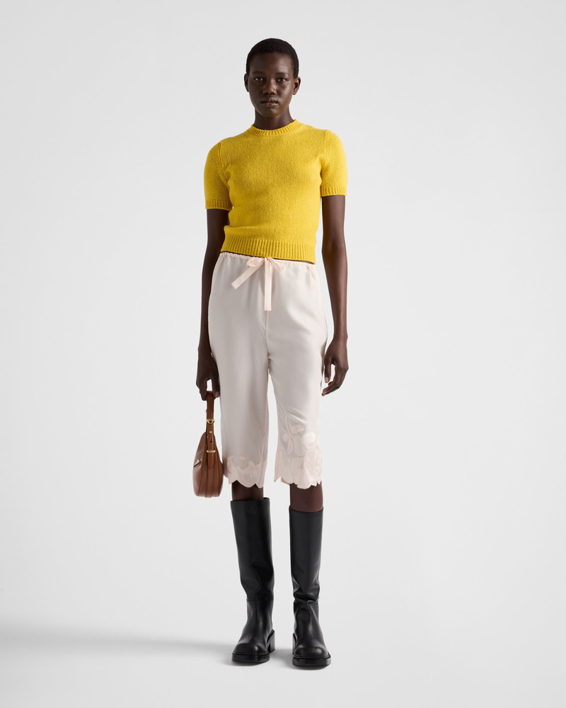 Prada Embroidered habutai silk Bermudas outlook