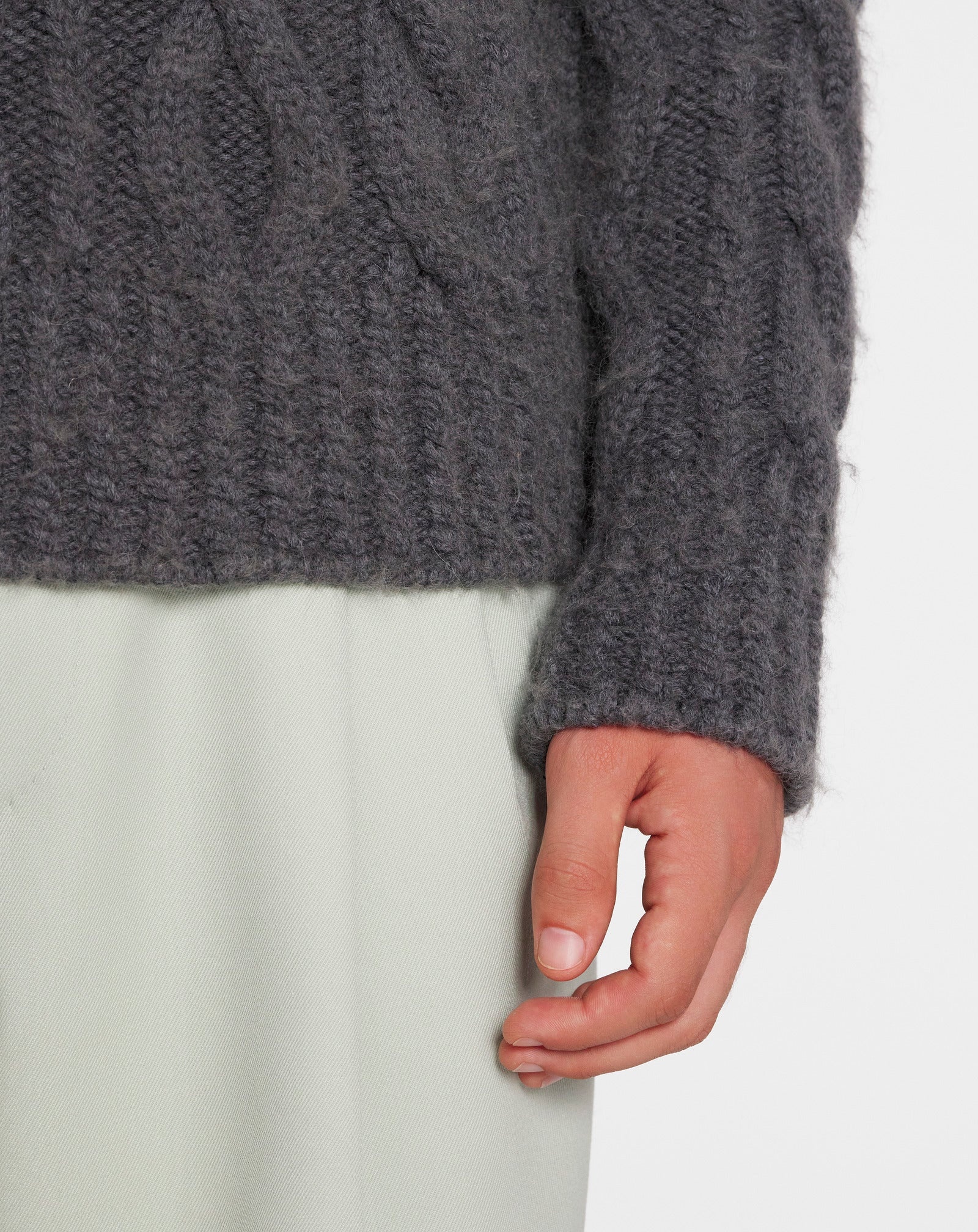 ARAN KNIT JUMPER IN BRUSHED MOHAIR - 5