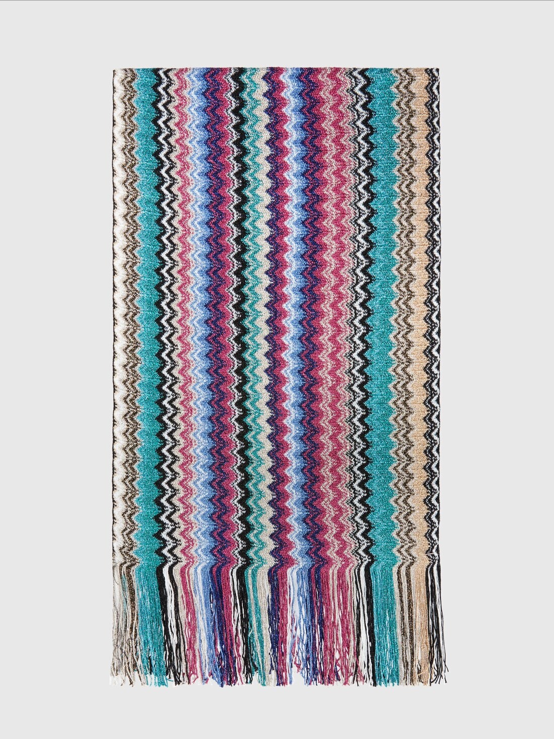 Viscose blend scarf with chevron pattern and fringes - 1