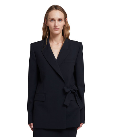 MSGM Fresh wool asymmetrically laced jacket with bow outlook