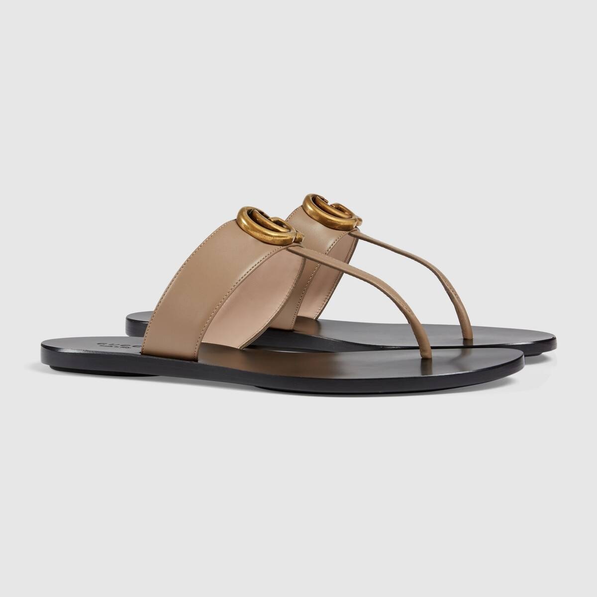 Leather thong sandal with Double G - 2