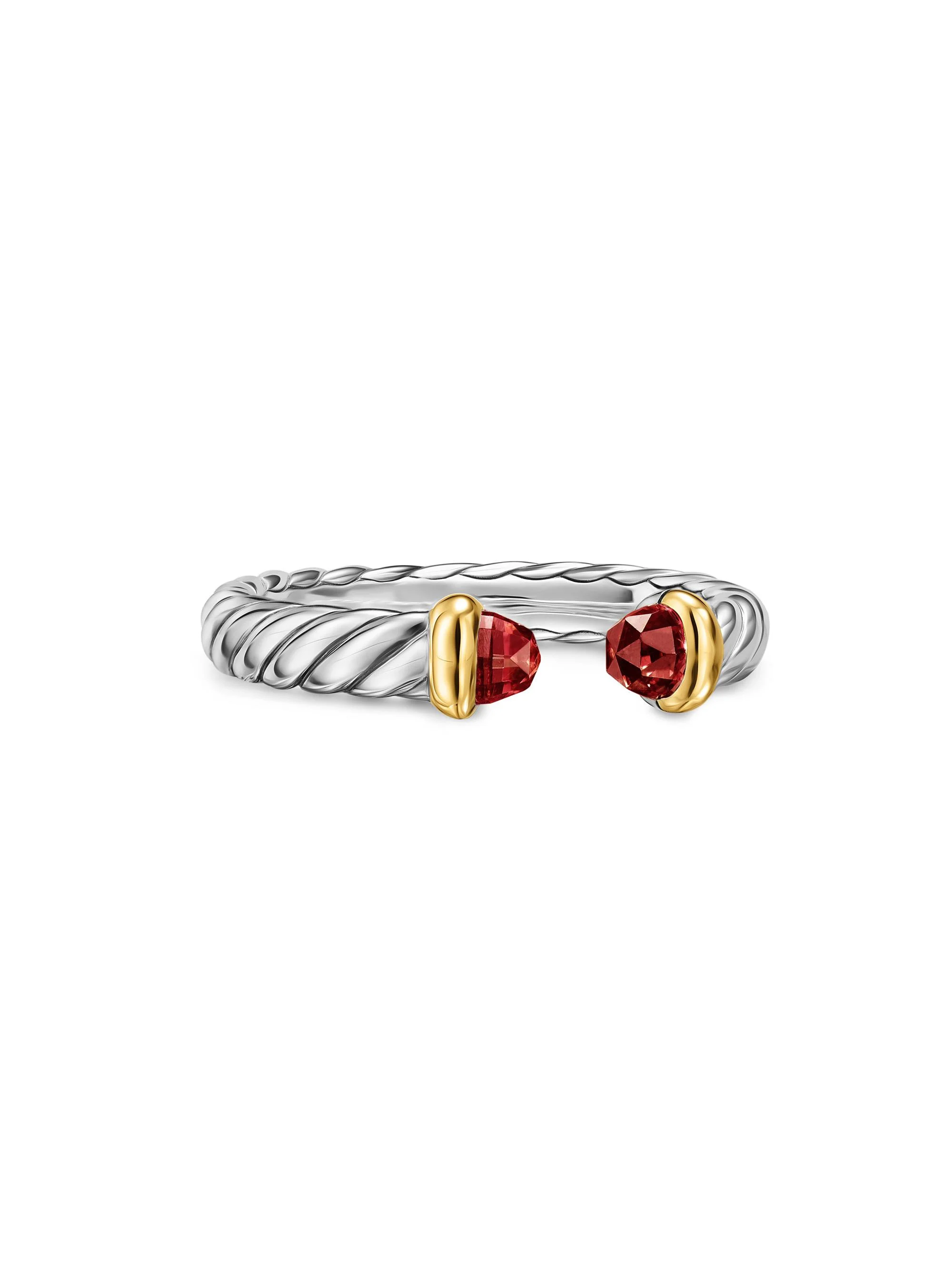 Women's Petite Cable Open Ring in Sterling Silver - Rhodolite Garnet - 1