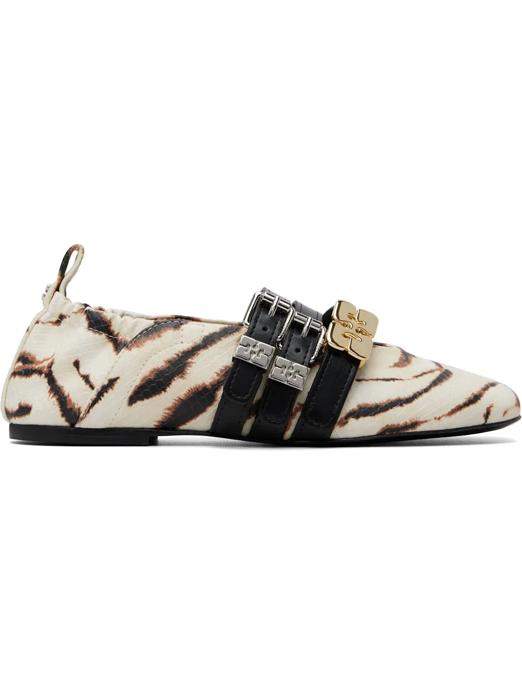 Off-White & Black Sue Triple Zebra Ballerina Flats - 1
