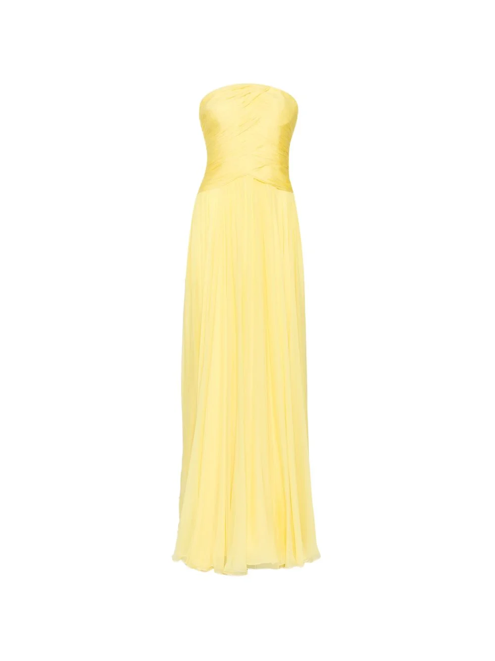 strapless draped silk-chiffon gown - 1