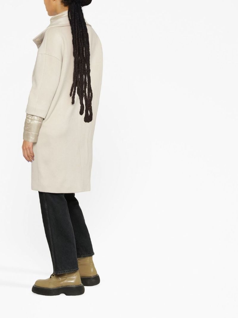 funnel neck single-breasted coat - 3