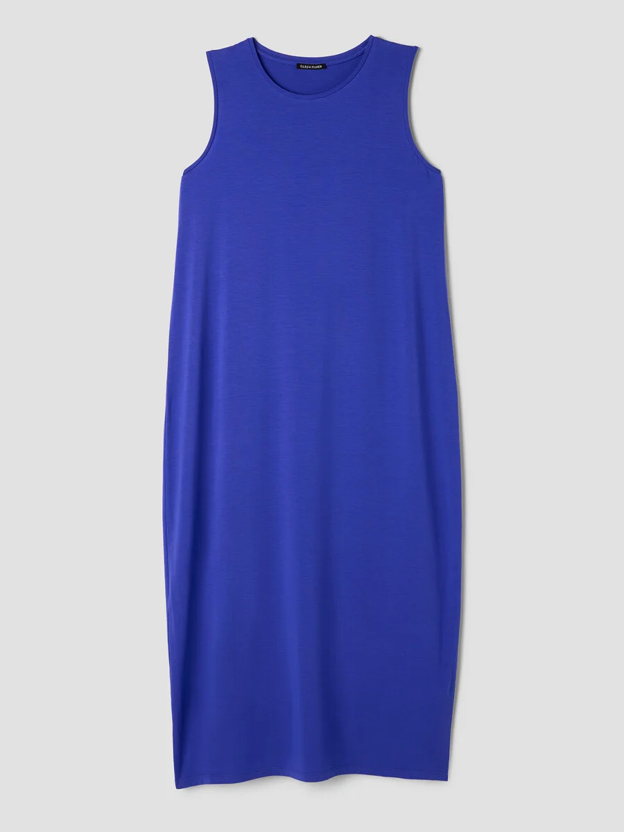 Stretch Jersey Knit Round Neck Dress - 1