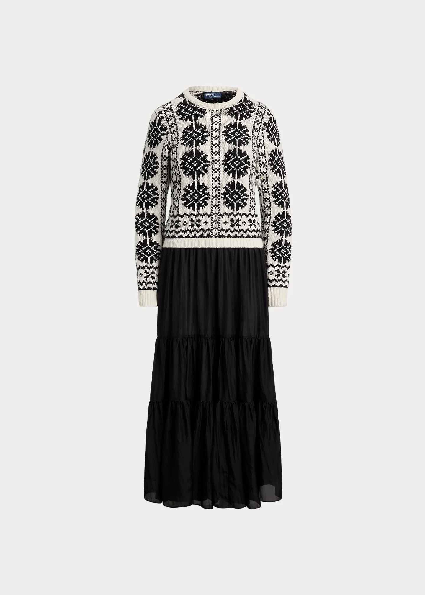 Knit-Bodice Silk Tiered Dress - 1