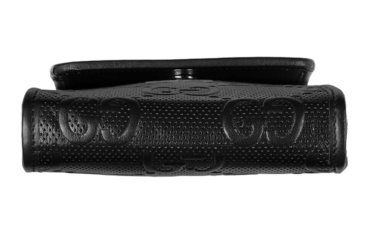 (WMNS) Gucci Logo Embossing Leather Shoulder Messenger Bag Mini Unisex / Black 625571-1W3AN-1000 - 6