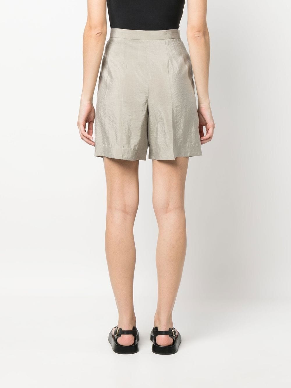 pleat-detail high-waisted shorts - 4