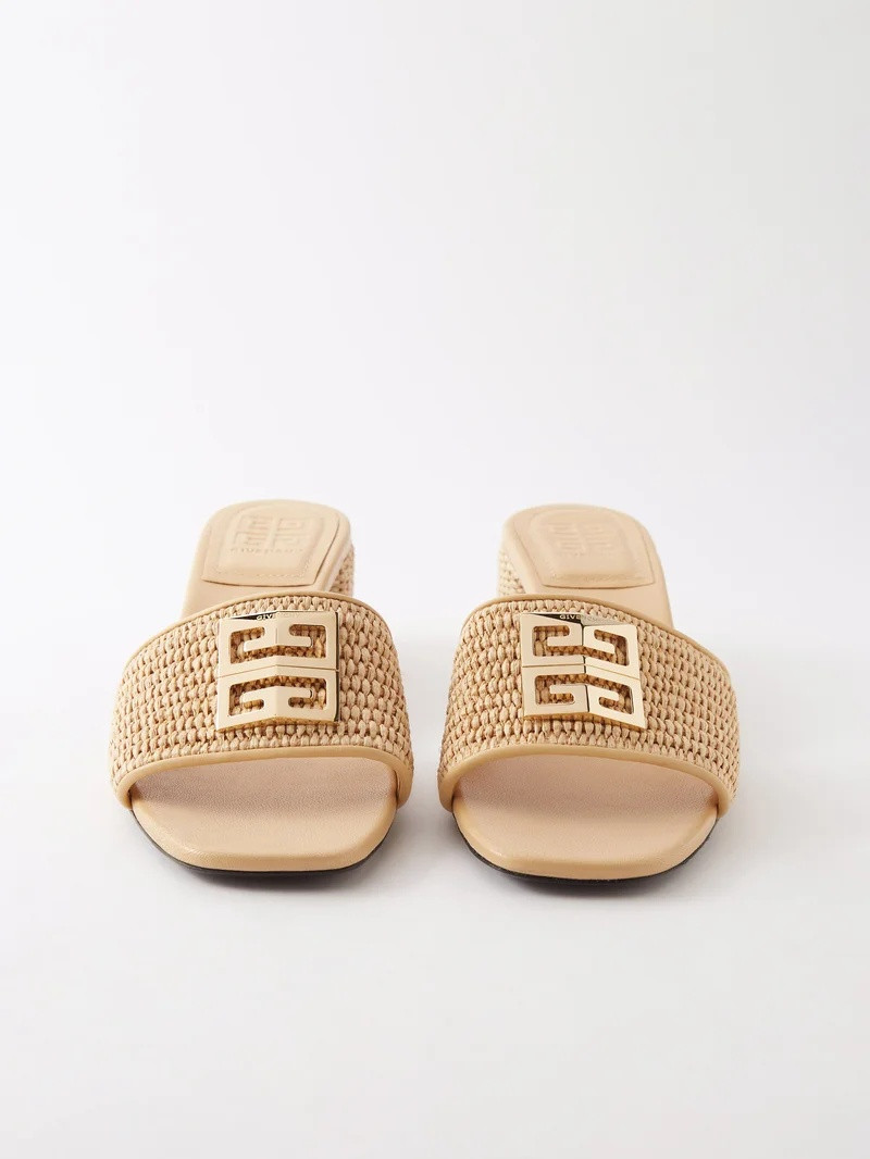 4G-plaque 45 faux raffia sandals 5