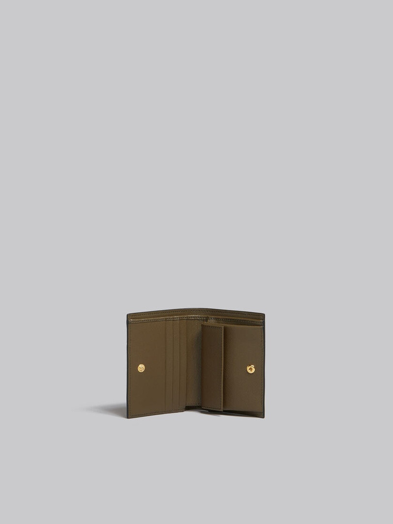 Marni DEEP BLUE CREAM AND GREEN SAFFIANO LEATHER BI-FOLD WALLET outlook