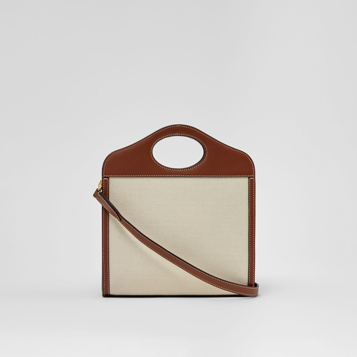 Mini Two-tone Canvas and Leather Pocket Bag - 7