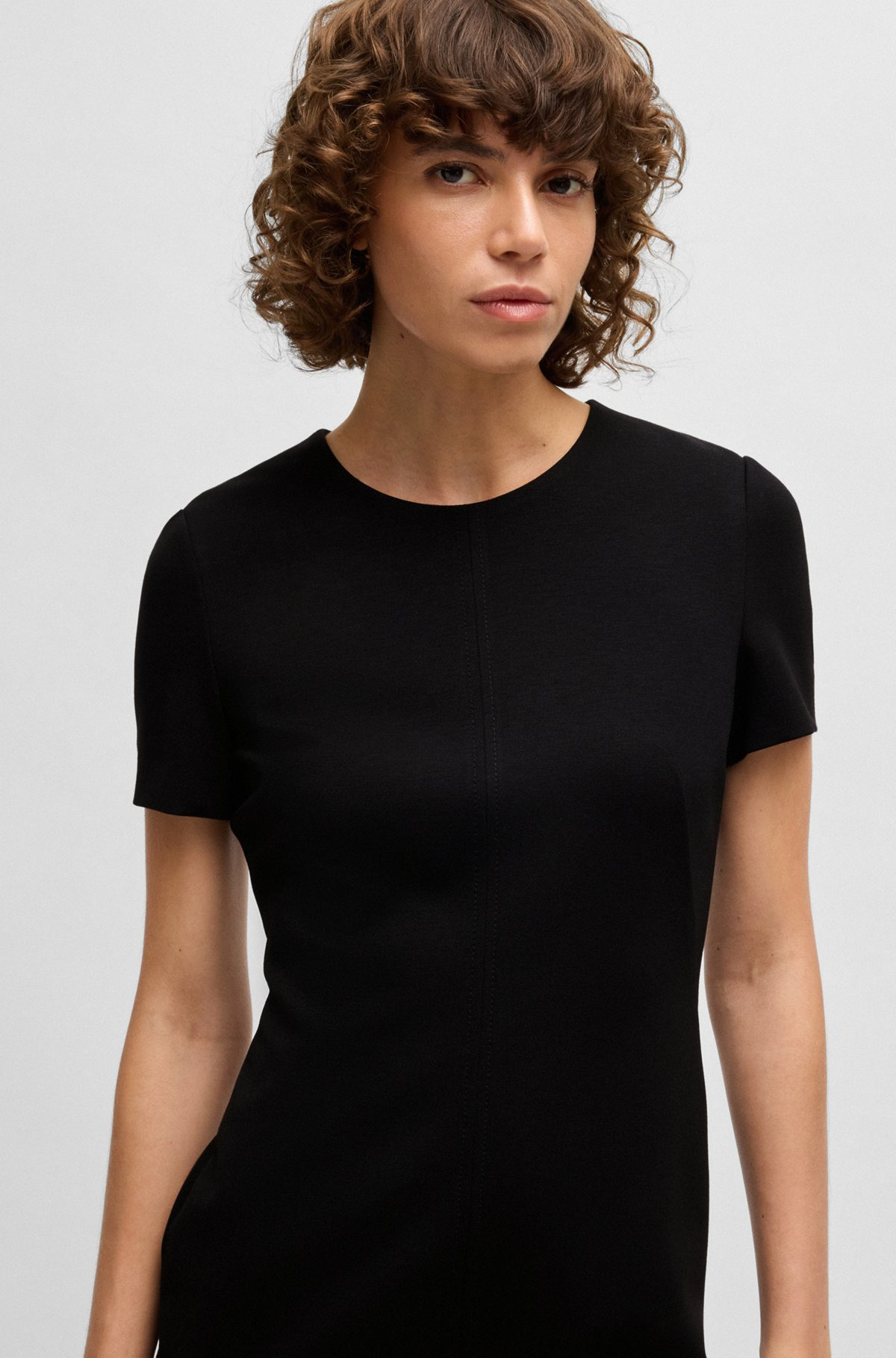 SLIM-FIT CREW-NECK DRESS IN STRETCH FABRIC - 5