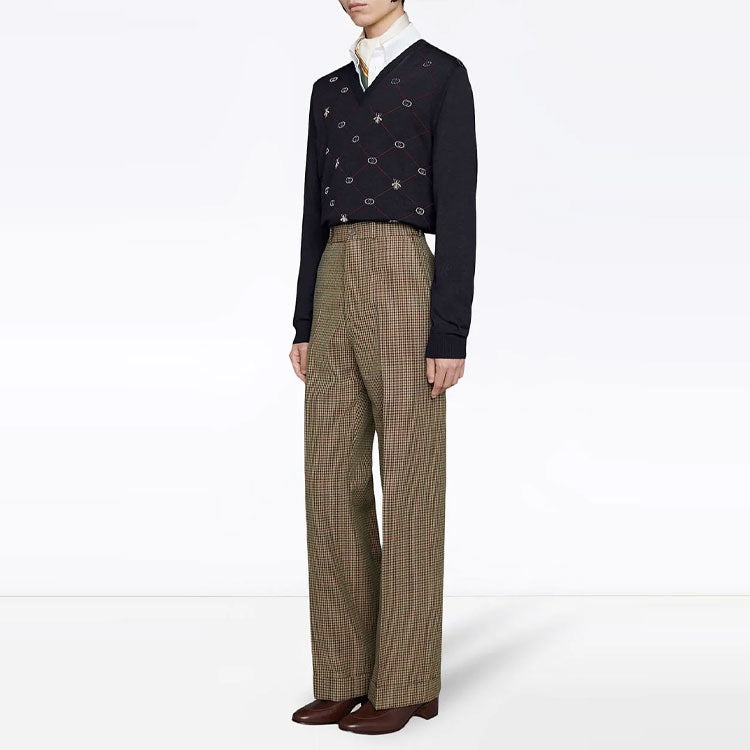 Gucci Jacquard-Motif V-neck Jumper 'Blue' 597739-XKA4I-4206 - 2