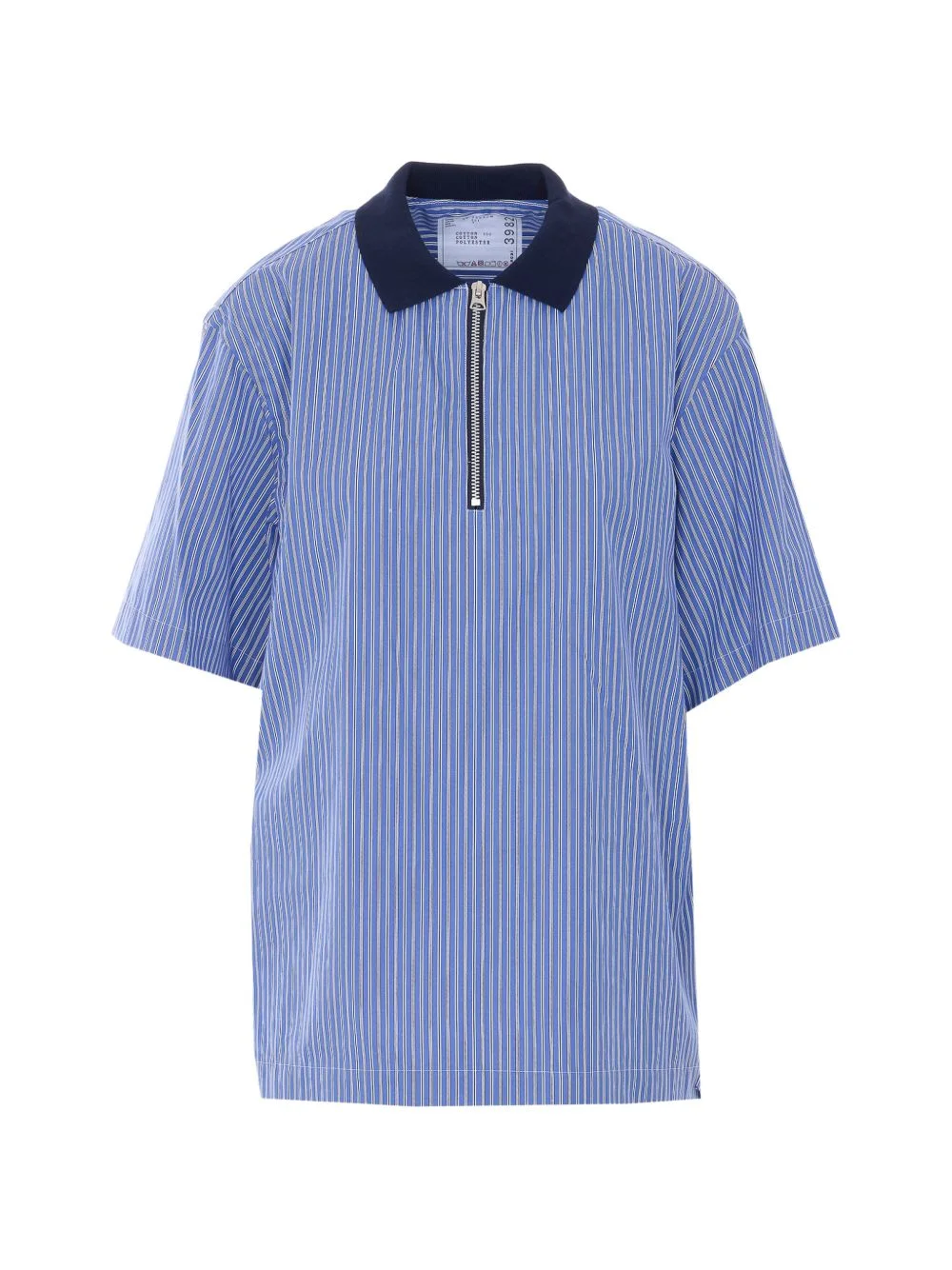 striped zip polo shirt - 1